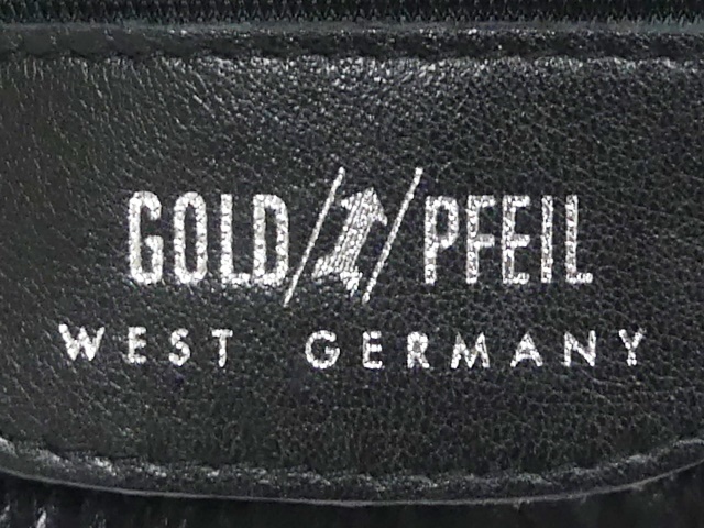 即決☆西ドイツ製 GOLD PFEIL☆オールレザーショルダーバッグ ゴールドファイル メンズ 黒 本革 かばん 本皮 カバン トラベル レディース 