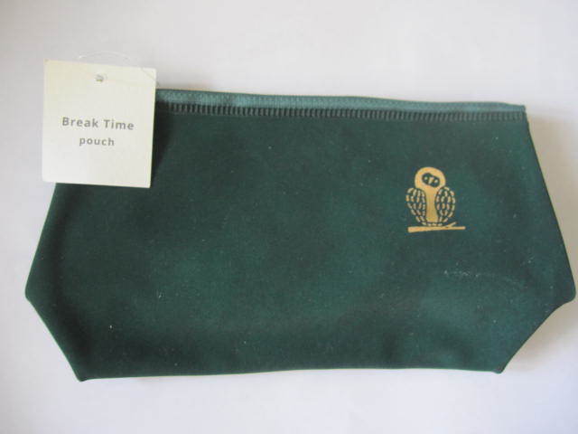  new goods * unused break time owl owl pouch case made in Japan moss green series . make-up pouch 