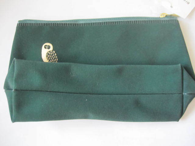  new goods * unused break time owl owl pouch case made in Japan moss green series . make-up pouch 