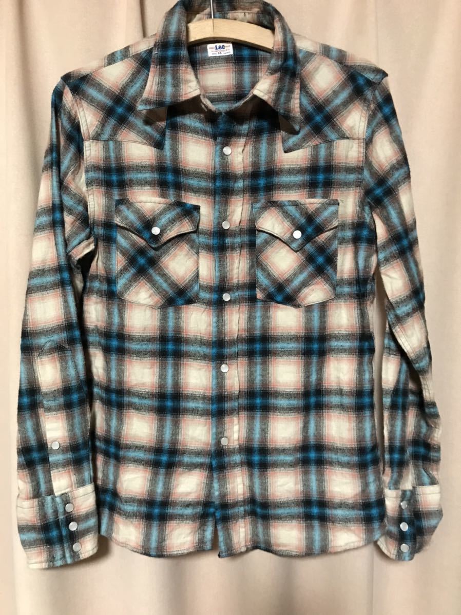 USED LEE FLANNEL WESTERN SHIRT 中古 リー ウエスタン ネルシャツ XSサイズくらい 送料無料_画像1