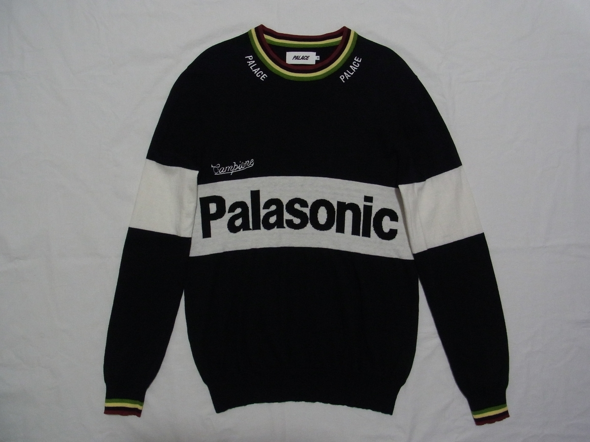 ★美品★ PALACE SKATEBOARDS パレス スケートボーズ JUMBO FONT KNIT Palasonic ロゴ ニット セーター sizeM 黒 ★古着 SPRING 2016 Sup