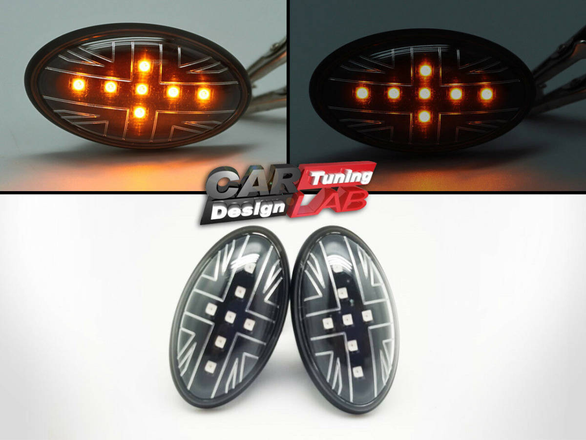 ミニクーパーS R50 R52 R53 01-06 サイドマーカー LED　クリアレンズ　US仕様　ユニオンジャック風　即決_画像2