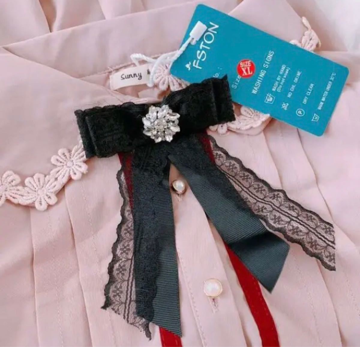 【非売品】姫袖 量産型ヲタク 地雷系 リボン フリル 花柄 ブラウス ピンク L