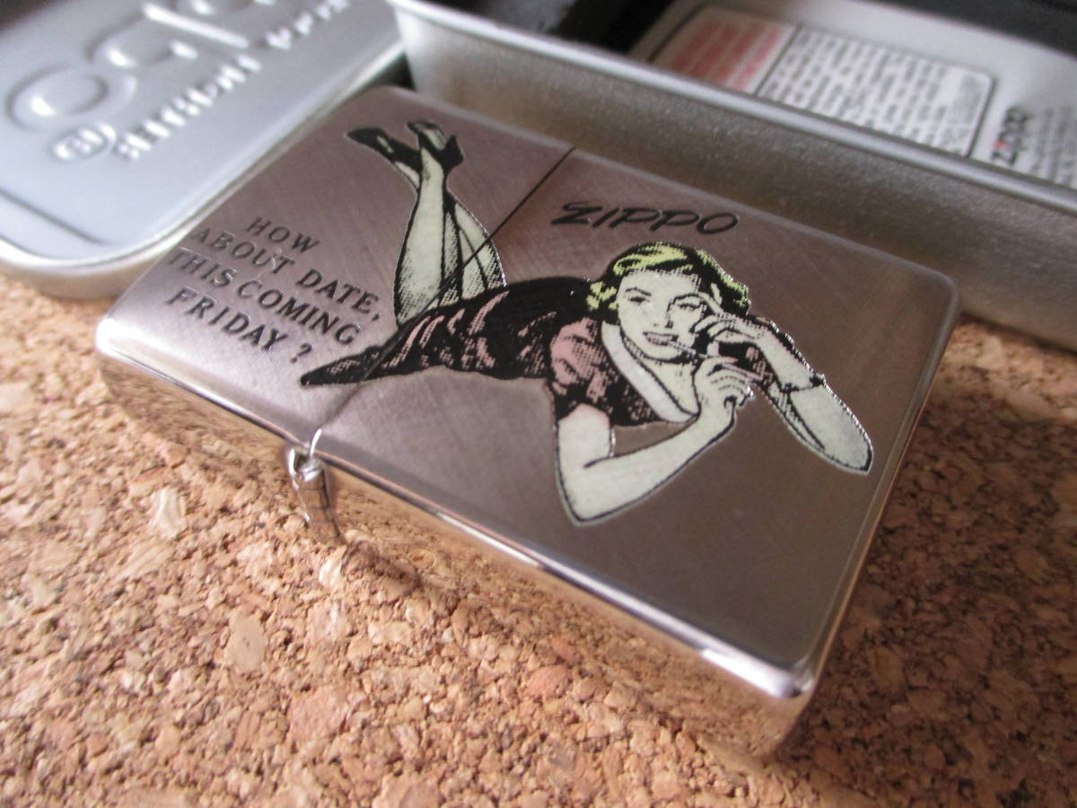 ZIPPO 『HOW ABOUT DATE,THIS COMING FRIDAY?』 1997年10月製造 美女 レディー ウィンディー？ オイルライター ジッポ 廃版激レア 未使用品