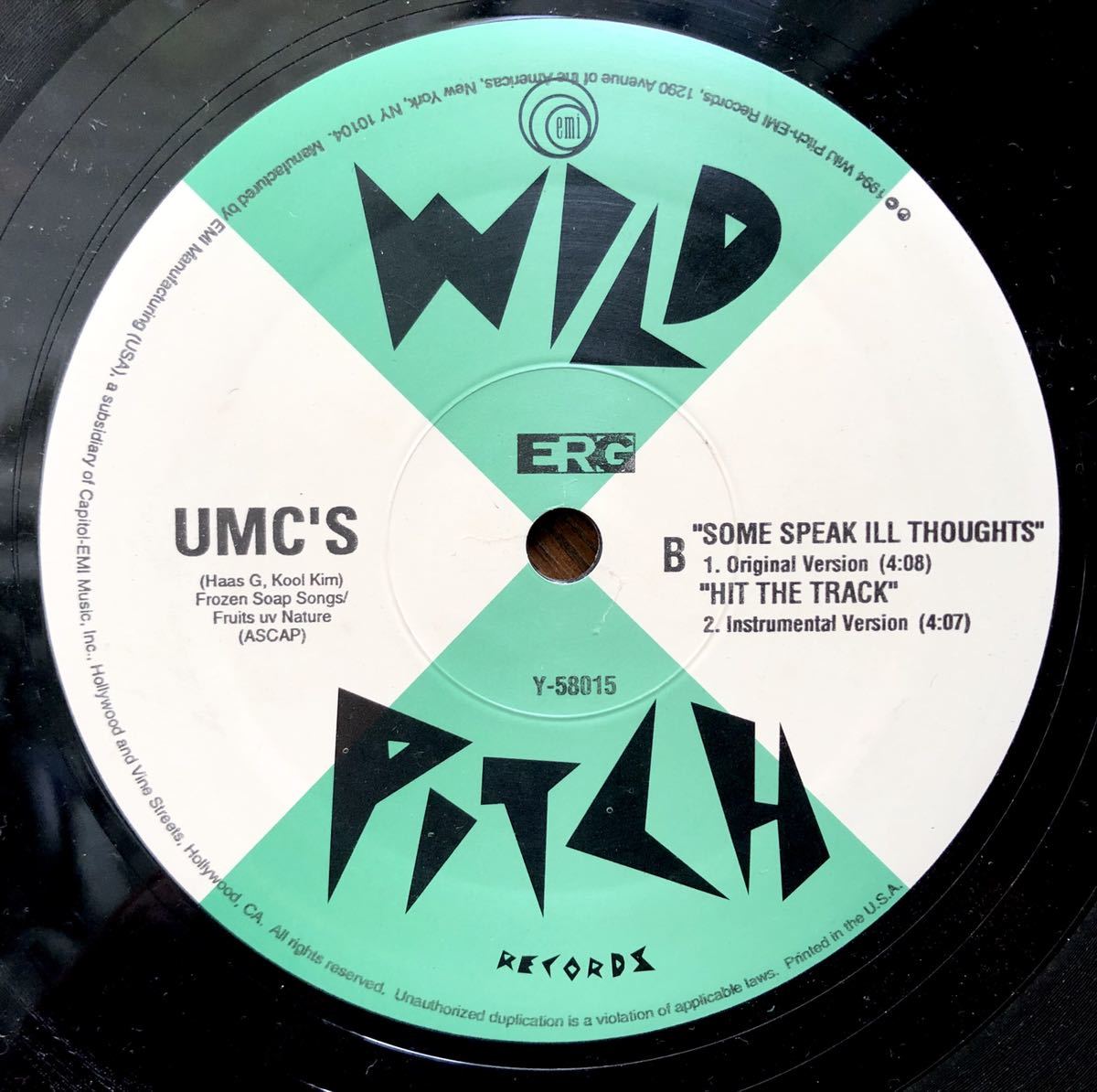 レア 1994 UMC'S / Hit The Track b/w Some Speak Ill Thoughts Original US 12 オリジナル Wild Pitch Y-58015 ミドル 90s 絶版_画像4
