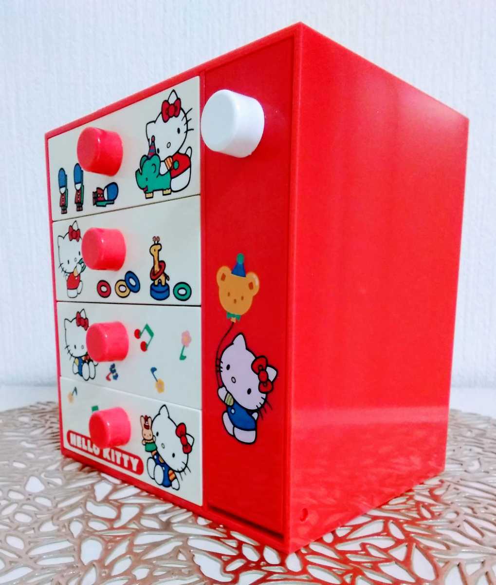 【☆おまけ付☆】新品 HELLO KITTY CHEST キティちゃん ハローキティ 1984年製 チェスト 箪笥 たんす タンス 小物入れ 昭和レトロ サンリオの画像2