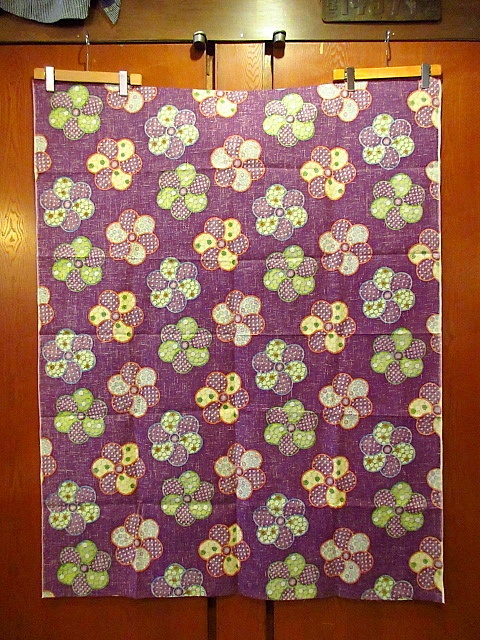  Vintage 60\'s70\'s* цветок общий рисунок ткань фиолетовый 144cm×112cm*201022s8-fbr ткань мир рисунок ткань ручная работа 
