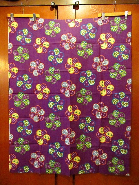  Vintage 60\'s70\'s* цветок общий рисунок ткань фиолетовый 144cm×112cm*201022s8-fbr ткань мир рисунок ткань ручная работа 