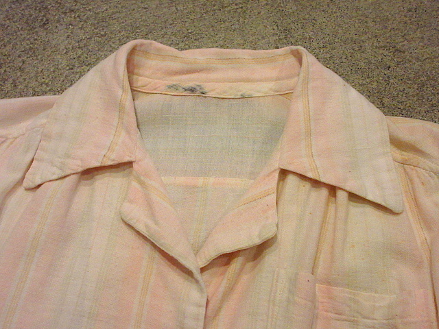  Vintage 30\'s40\'s* полоса фланель пижама выставить *201030s4-w-stup женский фланель рубашка б/у одежда 