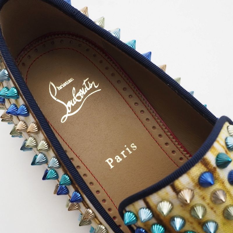 H01341F 未使用品 Christian Louboutin/クリスチャンルブタン DANDELION SPIKES ローファー 41 マルチ スパイク スタッズ シューズ _画像4