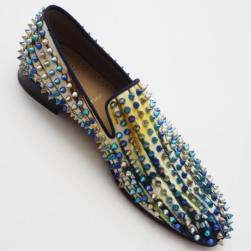 H01341F 未使用品 Christian Louboutin/クリスチャンルブタン DANDELION SPIKES ローファー 41 マルチ スパイク スタッズ シューズ _画像6