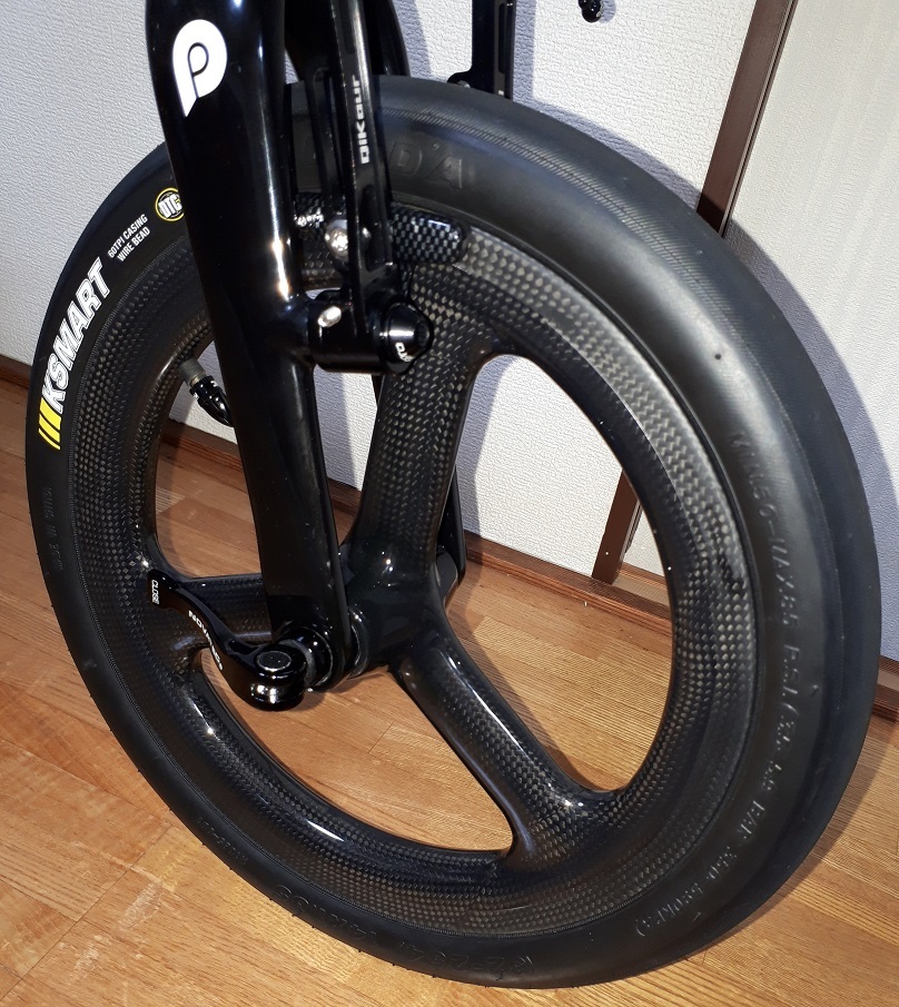 # special order - Toray T700 most high quality light weight Carbon3SpokeBatonWheel3kGloss# carbon 3 spoke baton wheel /Front14inchs74mm/Vbrake/ special order order possible 