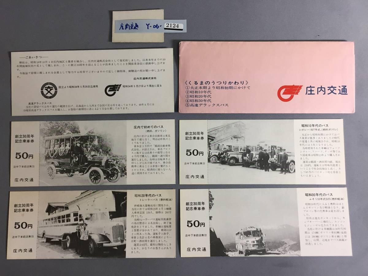 庄内交通　創立30周年記念乗車券　４枚セット　昭和48年　【Y-06-2124】_画像4