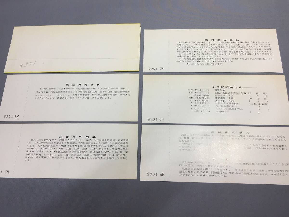 大分駅開業60周年　記念入場券　５枚セット　昭和46年　【K-26】_画像2