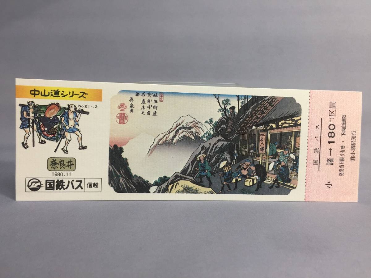 国鉄バス信越地方自動車局　昭和55年11月15日　中山道シリーズ №21　（奈良井）乗車券2枚【K14-0021】_画像5