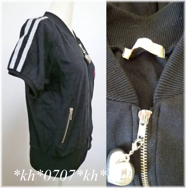  Rose Fan Fan * black Heart charm attaching Zip jacket M black Parker sweat *12