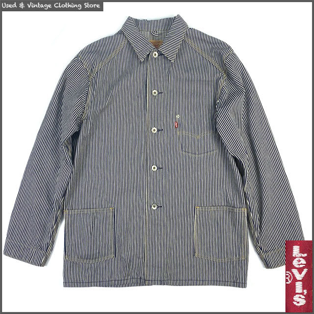 即決★リーバイス 70740★メンズL ヒッコリー カバーオール Levis 70740-1801 ストライプ ワーク ジャケット 紙パッチの画像1