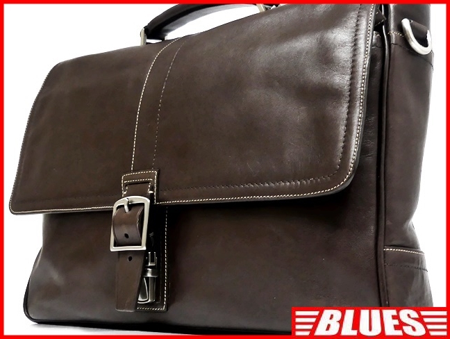 即決 COACH オールレザービジネスバッグ オールドコーチ メンズ 焦茶