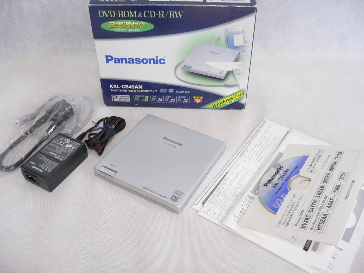 充実の品 Pc購入時特別割引あり ほぼ新品 Panasonic ライティングソフト付 Kxl Cb45an ポータブルdvd Rom Cd R Rw ドライブ Usbバスパワー 外付け Dvdマルチドライブ Hlt No