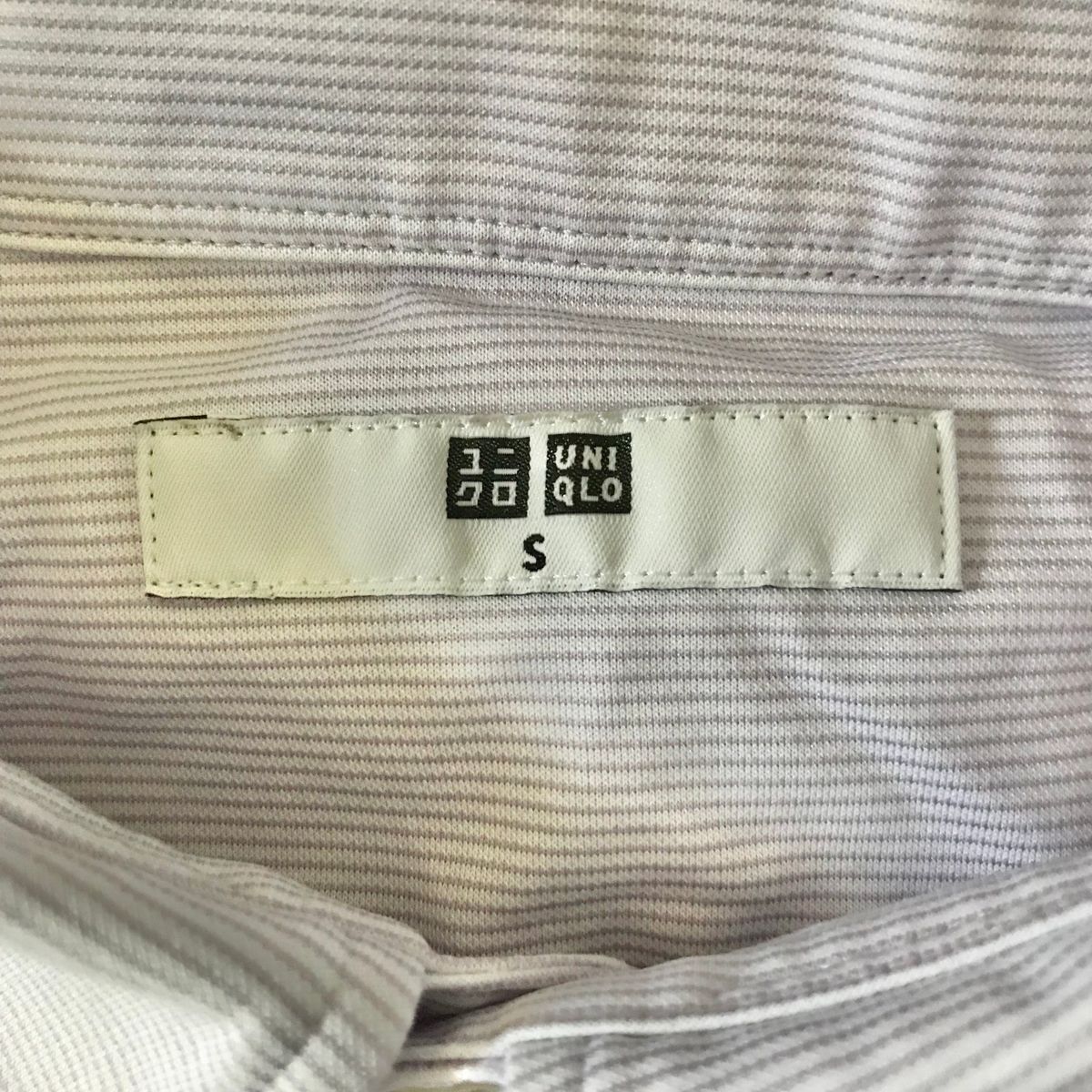 ユニクロ　ドライノンアイロンジャージーシャツ　S　ストライプ　ボタンダウン　半袖