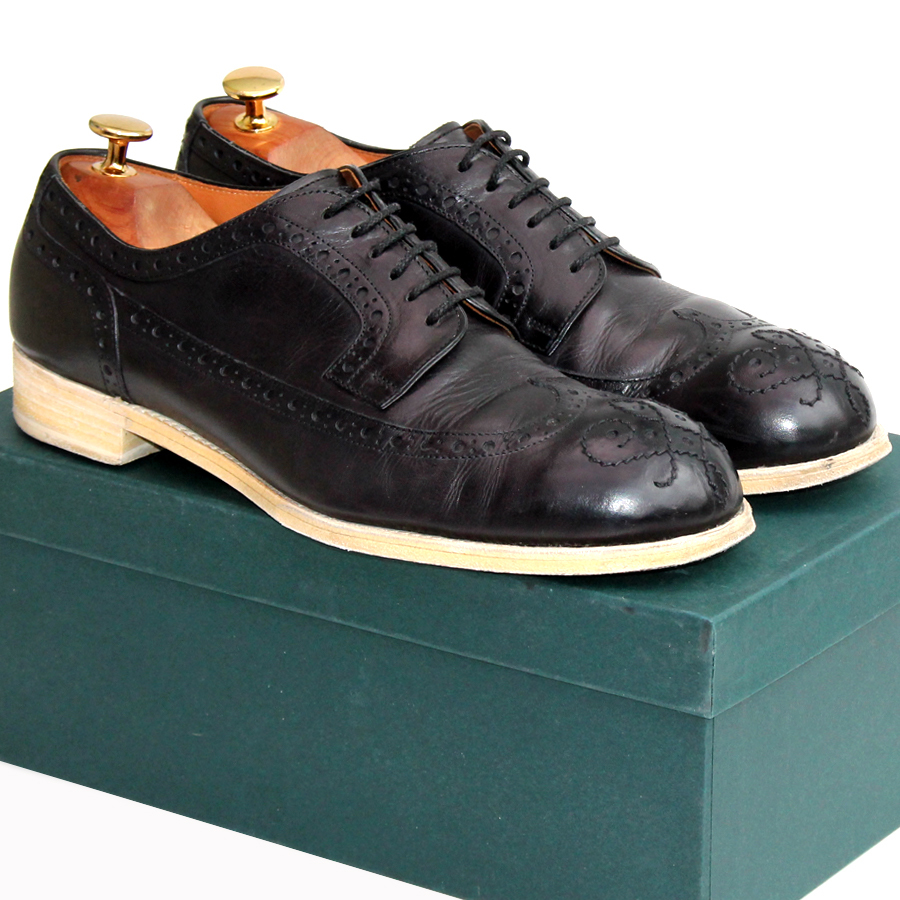 日本製・箱付 ショセ chausser classic line ウィングチップ 26cm レザー c-795 メンズ 黒 ドレスシューズ fk v-62