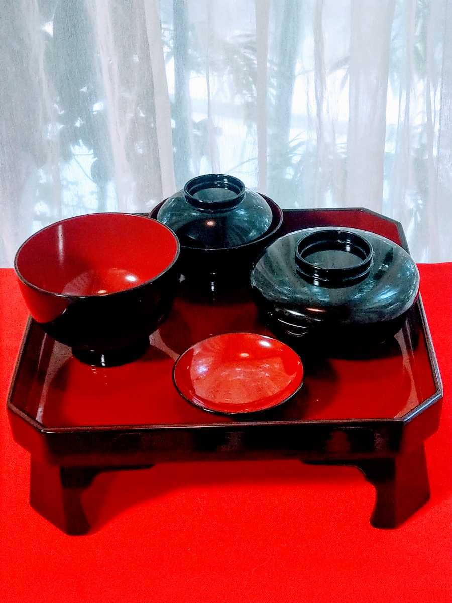  weaning ceremony Okuizome for festival . serving tray 100 day festival .. the first serving tray post-natal 100 day eyes lacquer coating wooden black inside . baby baby japanese . type .. thing . meal . beginning tableware 