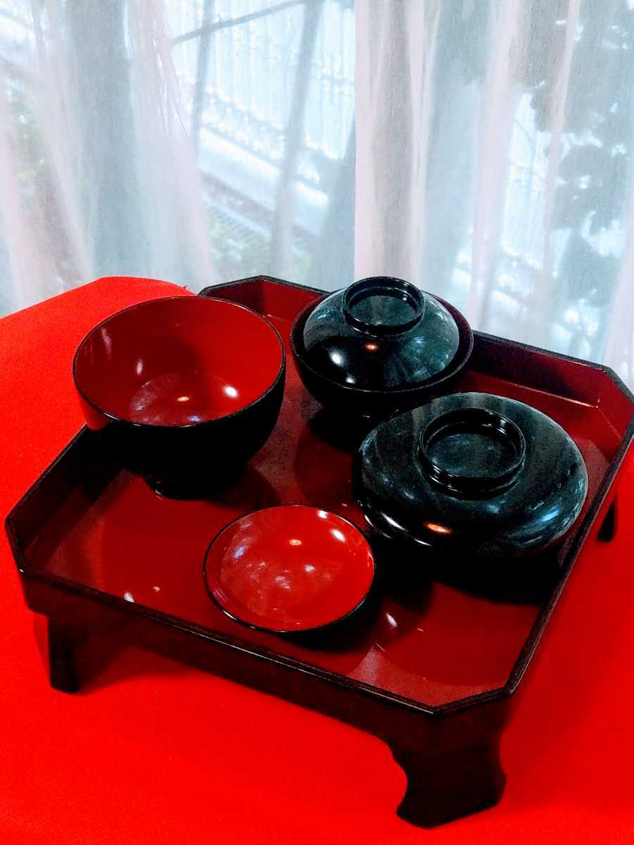  weaning ceremony Okuizome for festival . serving tray 100 day festival .. the first serving tray post-natal 100 day eyes lacquer coating wooden black inside . baby baby japanese . type .. thing . meal . beginning tableware 