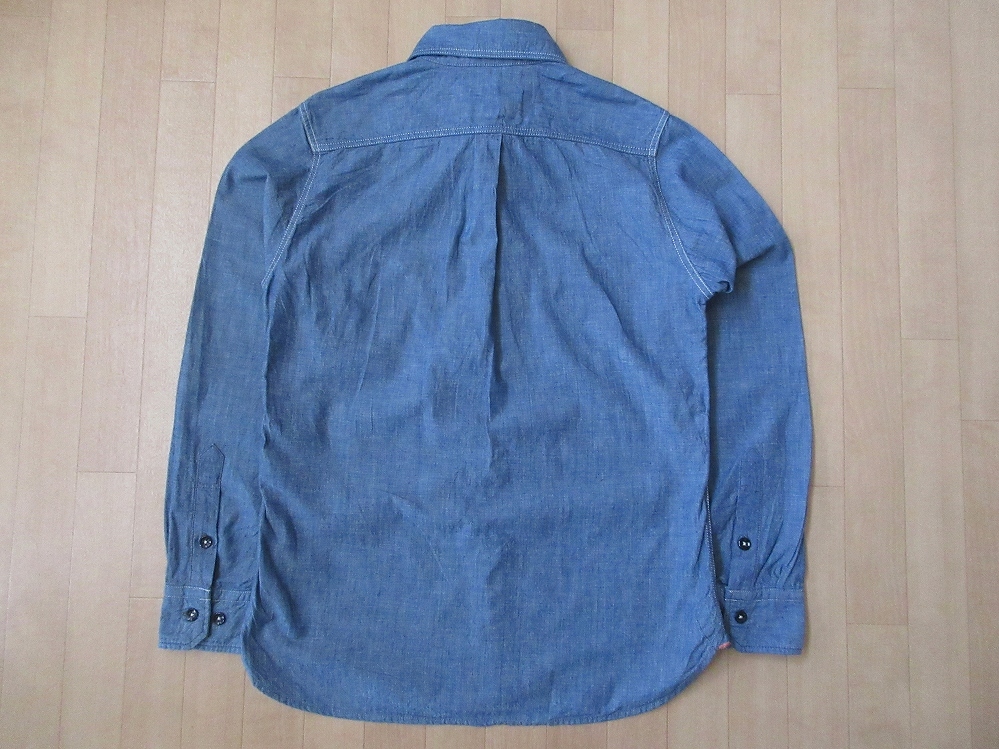 日本製 OMNIGOD chambray work shirts マチ付き 長袖 シャンブレー シャツ 2 ブルー オムニゴッド ドミンゴ インディゴ アメカジ ワークの画像2