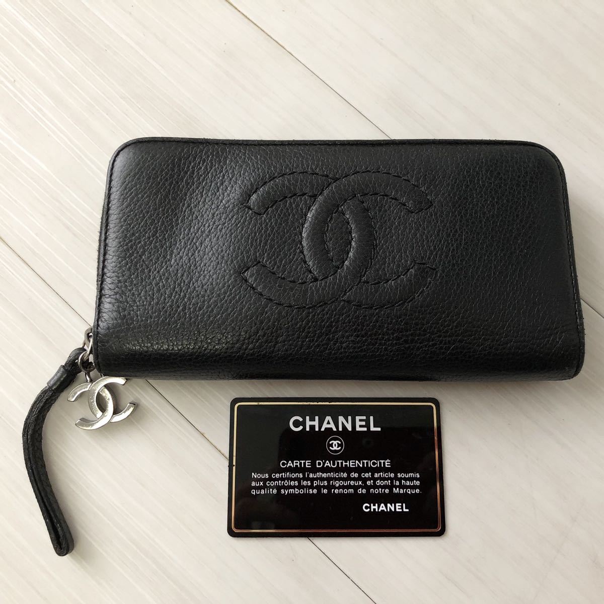 レア！！正規品　CHANEL シャネル 長財布　キャビアスキン　ブラック　ラウンドファスナー長財布 ココマーク ジッピーウォレット　黒