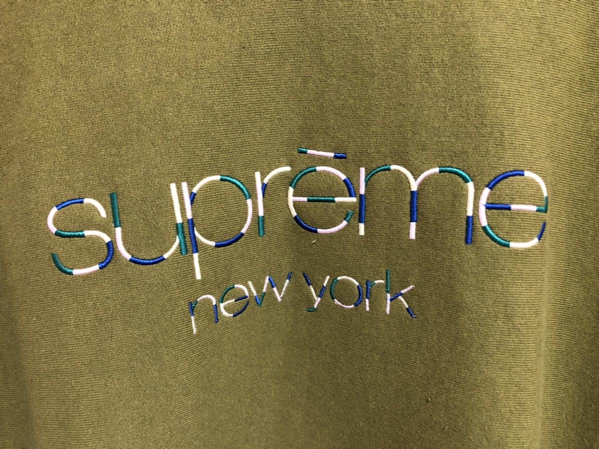 Supreme Multi Color Classic Logo Hooded Sweatshirt サイズM Olive 17SS_画像2