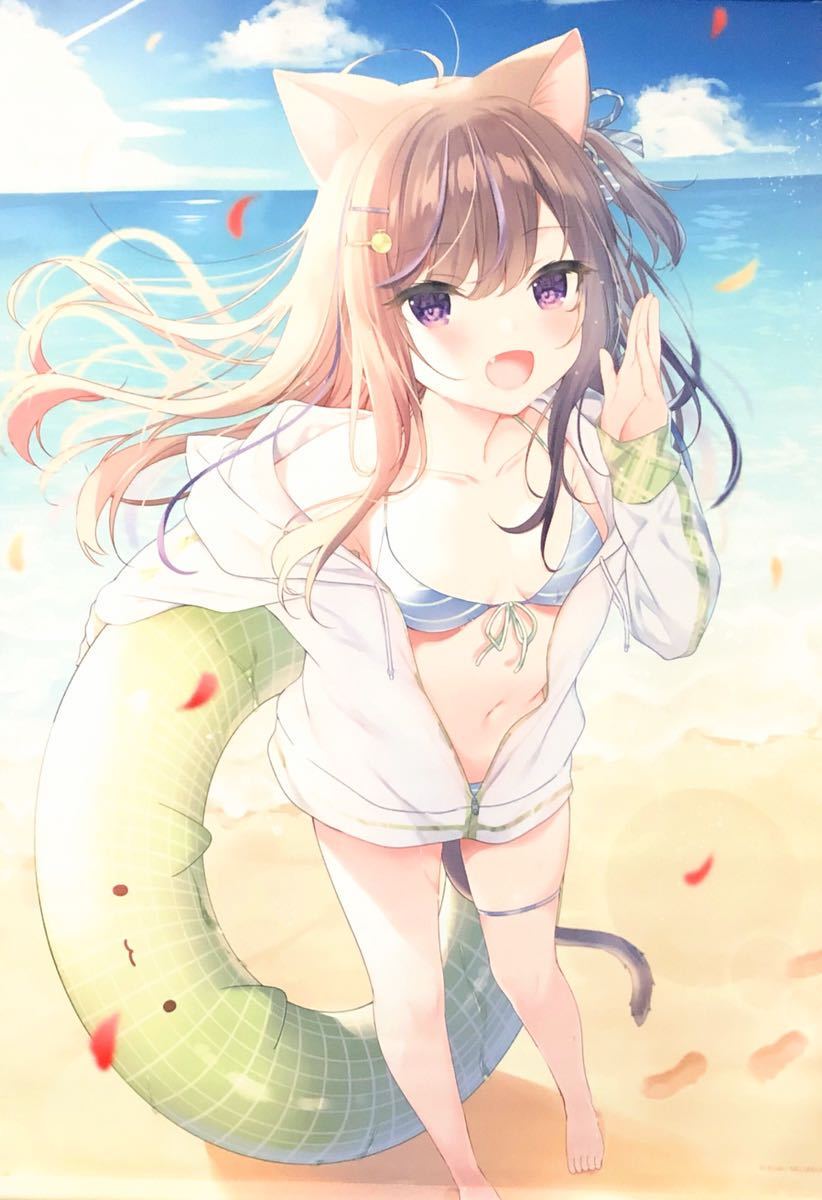 Tanakasan Shop まふゆイラスト B2タペストリー Salmon ケモ耳 水着パーカー 美少女 グッズ かわえぇ Tanakasan Shop まふゆイラスト B2タペストリー Salmon ケモ耳 水着パーカー 美少女 グッズ かわえぇ