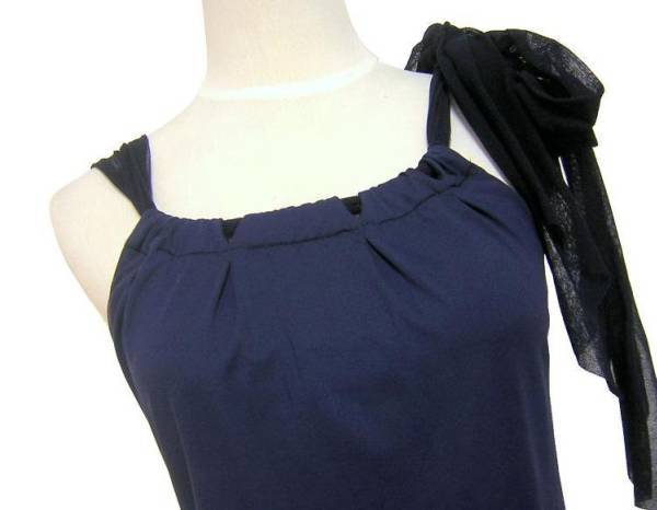 未使用　FUZZI　フッチ　イタリア製　チュール肩紐ドレス　ワンピース　ネイビー_画像4