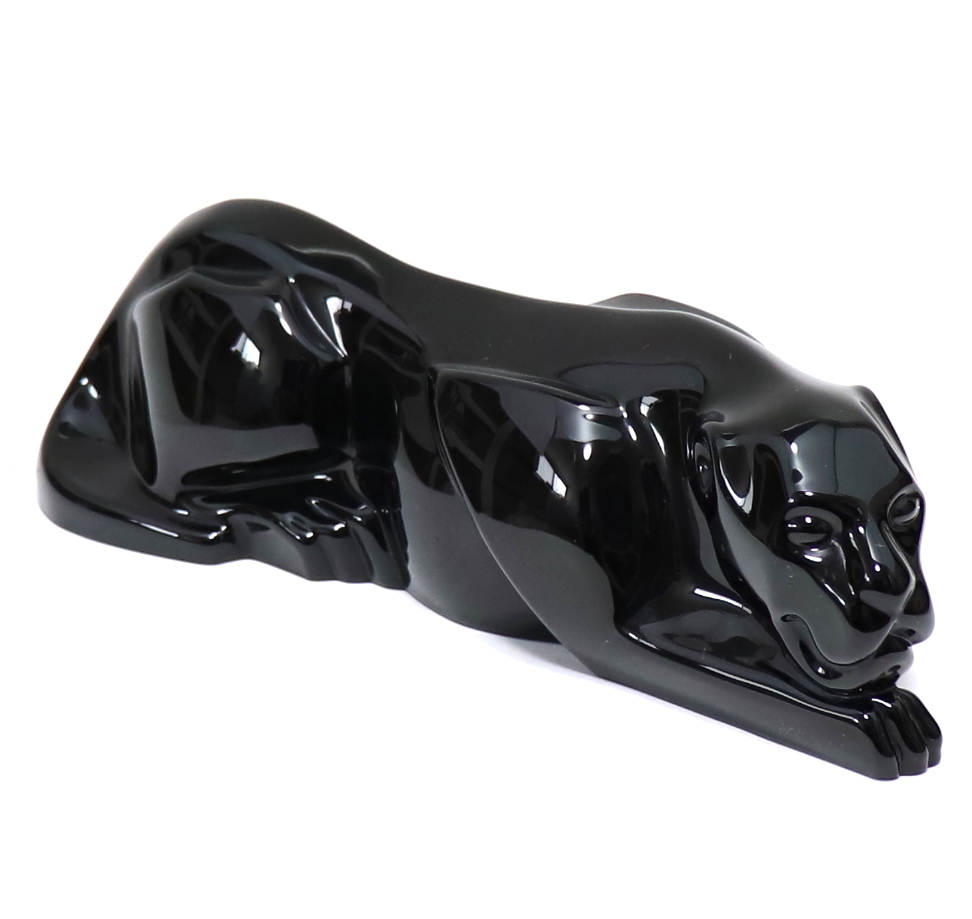 バカラ (BACCARAT) 大型作品 26cm!! 2kg超え!! 豹の置物 ブラック