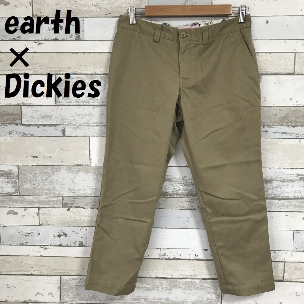 【人気】earth×Dickies/アースミュージックアンドエコロジー ディッキーズ テーパード チノパン ベージュ サイズ27インチ レディース/8460_画像1