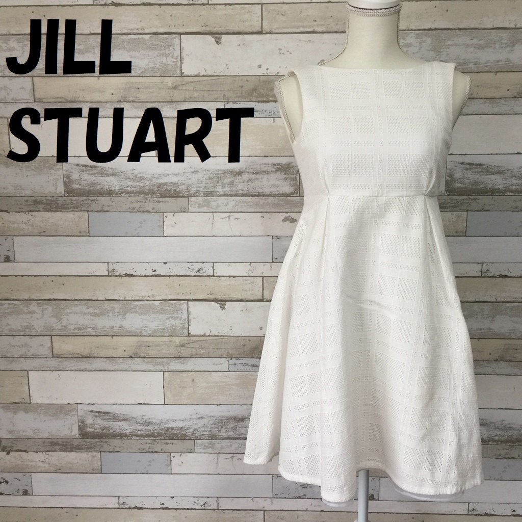 【人気】JILL STUART/ジルスチュアート ノースリーブ バックファスナー ワンピース ホワイト サイズ0/8760_画像1