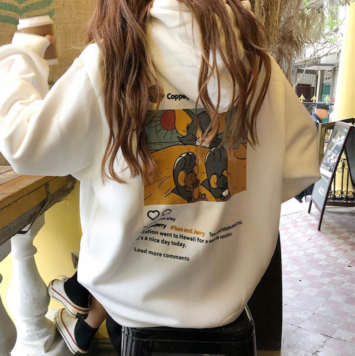 Paypayフリマ トムとジェリー パーカー ユニセックス バックプリント Wego 韓国 Paypayフリマ トムとジェリー パーカー ユニセックス バックプリント Wego 韓国