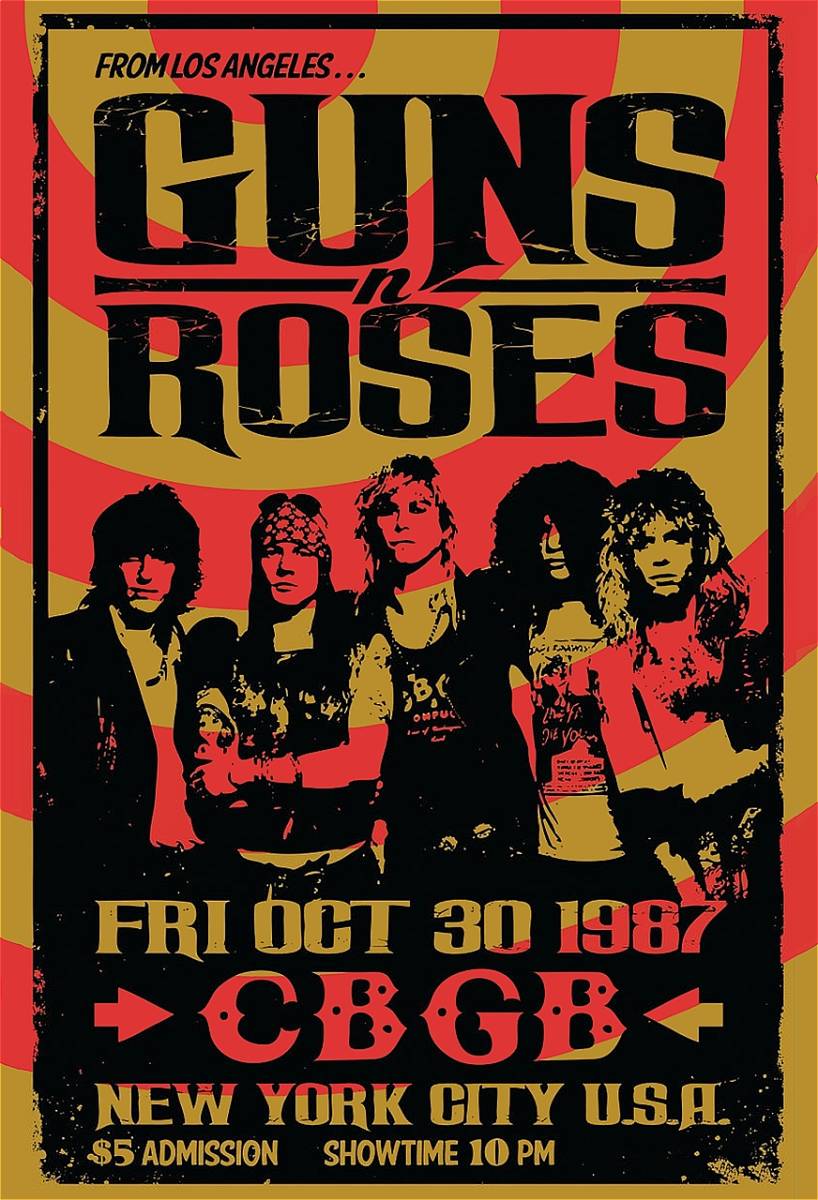 ポスター★1987 ガンズ・アンド・ローゼズ（Guns N' Roses/GN'R）N.Y. CBGB ライブポスター★アクセル・ローズ/スラッシュ_483mm329mm