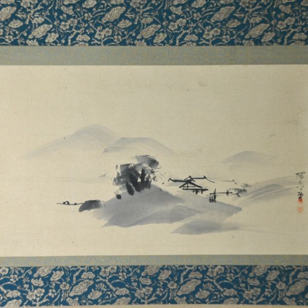 2844a 狩野探令 湖畔画 共箱 掛軸 紙本 狩野派画家 | www