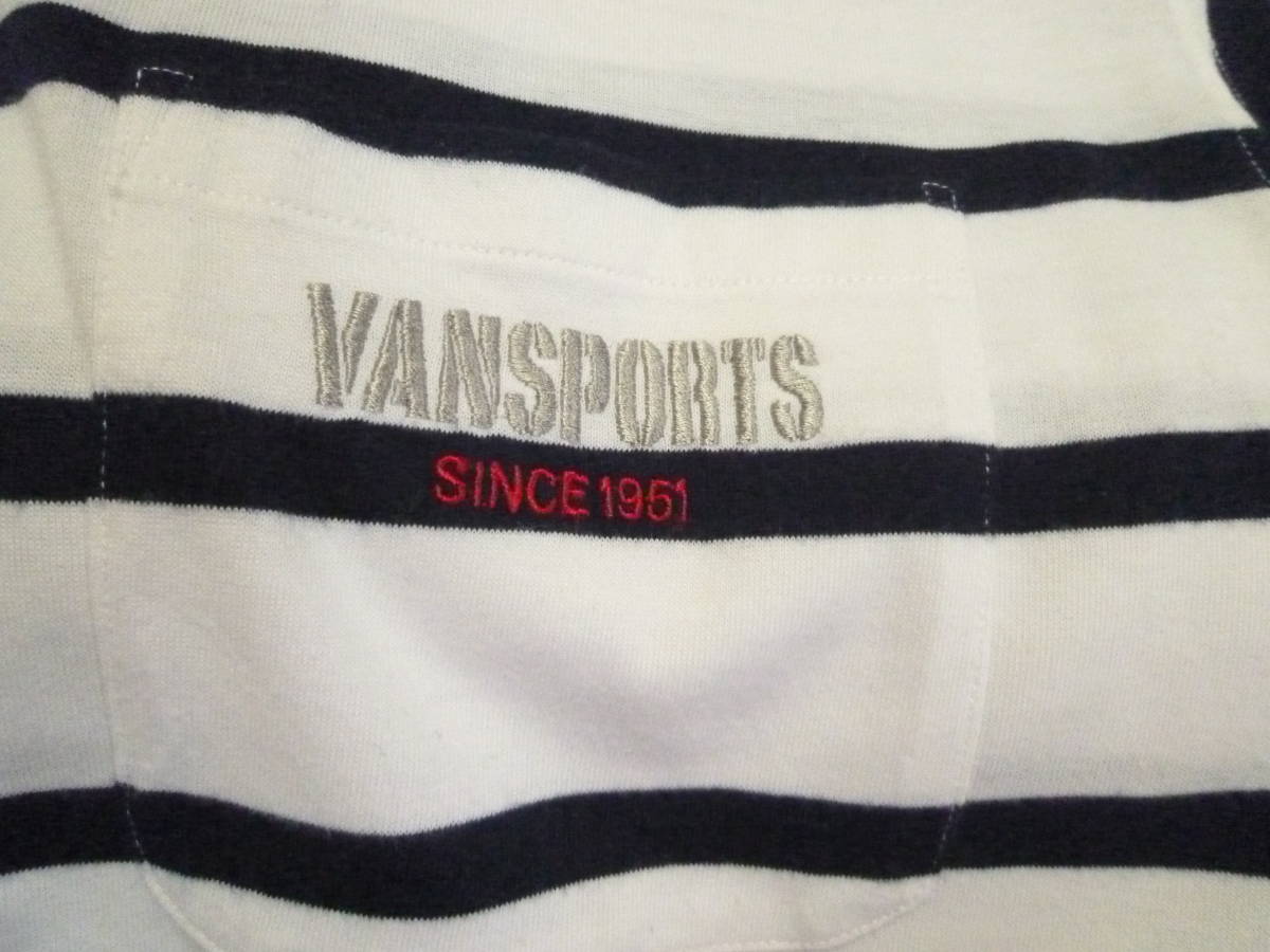 VANSPORTS（ヴァンスポーツ）☆刺繍入りシャツ　LL　ボーダー　１７５ー１８５_画像2