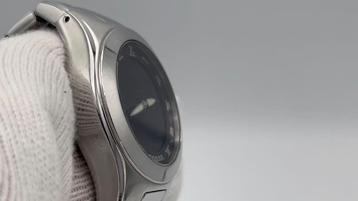 電池交換済 FOSSIL フォッシル 腕時計 BG-1055 BIGTIC 漢字 シルバー クォーツ 時計 クオーツ