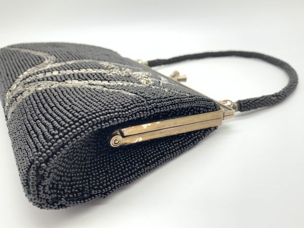 [ antique ] Showa Retro total beads [ bulrush . formal bag ] black antique goods K0926N