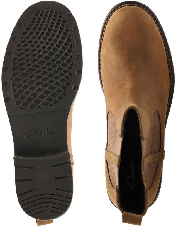  бесплатная доставка Clarks 27cm Chelsea ботинки кожа кожа Brown со вставкой из резинки каблук goa ботиночки - туфли-лодочки спортивные туфли Flat ST37