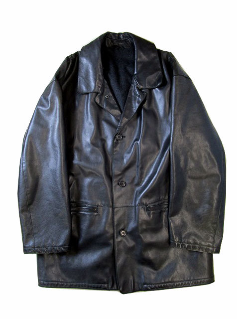 トゥモローランド TOMORROWLAND 牛革 レザーコート テーラードジャケット ブラック 48 メンズ_画像1