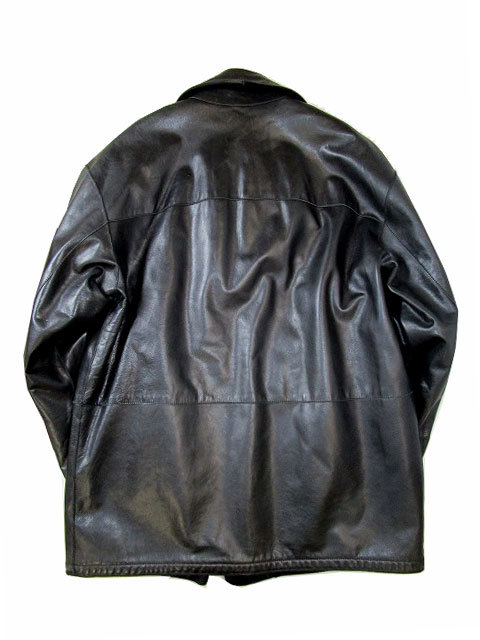 トゥモローランド TOMORROWLAND 牛革 レザーコート テーラードジャケット ブラック 48 メンズ_画像2