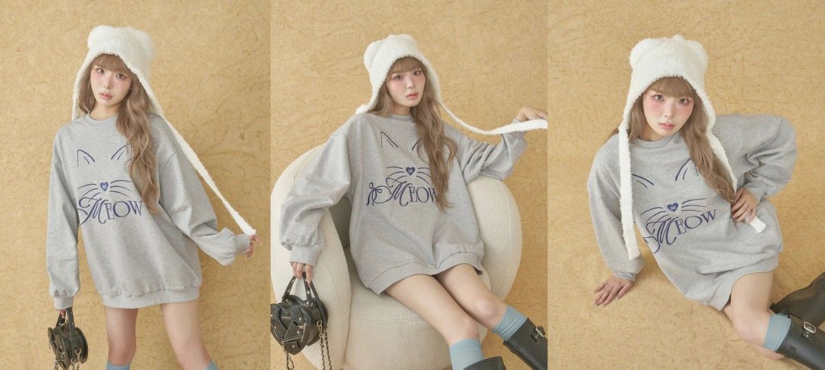 ダーリッチ darich MEOWルーズスウェットプルオーバー グレー GRY ダーリッチ Darich MEOWルーズスウェットプルオーバー （グレー