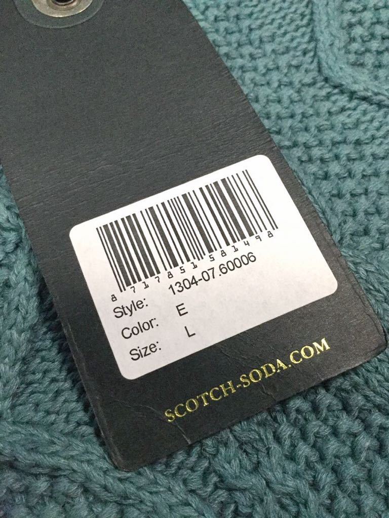 新品「SCOTCH&SODA」アラン編み グラデーション×タイダイ染め クルーネックセーター Turquoise SIZE:L_画像7