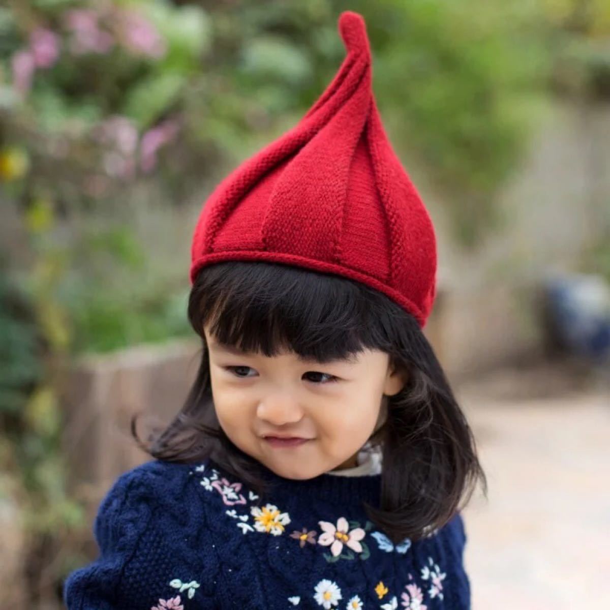 レッド◆新品赤キッズ帽子とんがりぼうしニット帽韓国子供服男の子女の子たまねぎ帽子