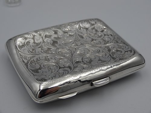 Grace античный Англия 1925 год оригинальный серебряный ( sterling * серебряный 925/1000) растения узор. сигарета кейс 57g sterling silver