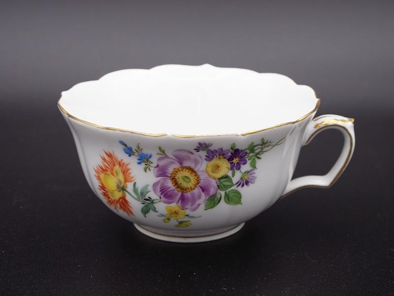 マイセン ベーシックフラワー 豪華五つ花 トリオ 1級品 MEISSEN カップ