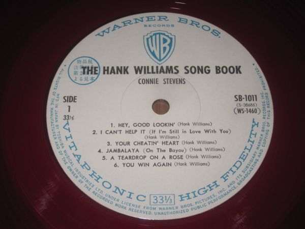 コニー・スティーヴンス コニー・スティーブンス CONNIE STEVENS コニー ハンク・ウィリアムス を歌う THE HANK WILLIAMS SONG BOOK DJ盤_画像1